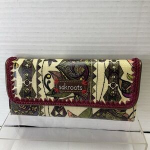 Sakroots Women's Wallet‎ Credit Card Checkbook Purple Sunflowers  Peace Lined